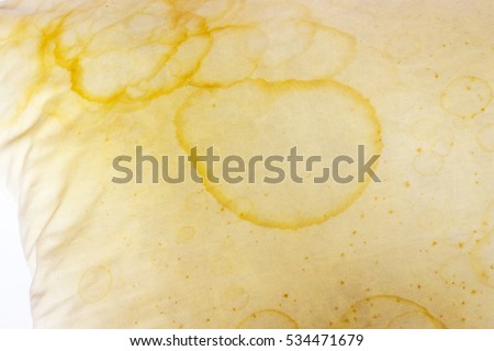 Dirty pillow from saliva stain