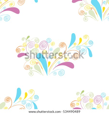 Red and Blue Vector illustration of seamless pattern with abstract flowers.Floral background