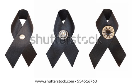 Black awareness ribbon isolated on white background. Mourning and melanoma symbol.