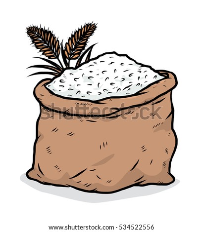rice sack / cartoon vector and illustration, hand drawn style, isolated on white background.