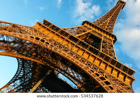 Eiffel Tower; one of the most popular attractions in Paris, France.