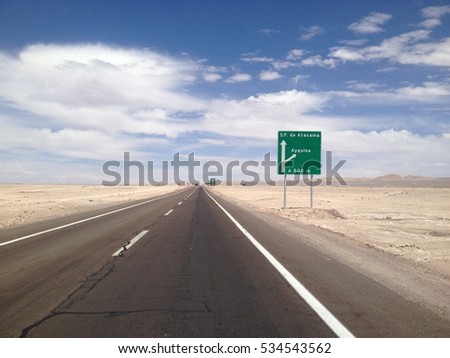 endless desert road in South America