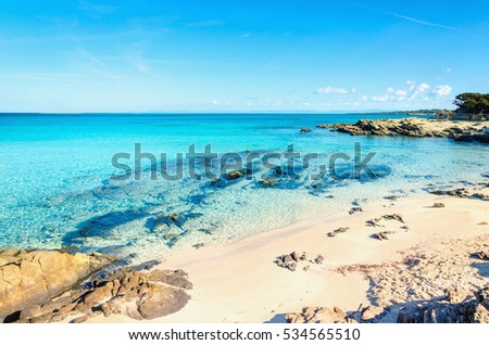One of the most beautiful sandy beaches of the Mediterranean, La Pelosa, Stintino, Sardinia, Italy