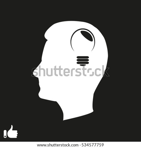 man, head, bulb icon, vector illustration EPS 10