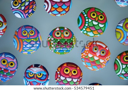 Wild bird  background , Colorful Christmas cookies, balls , stickers 