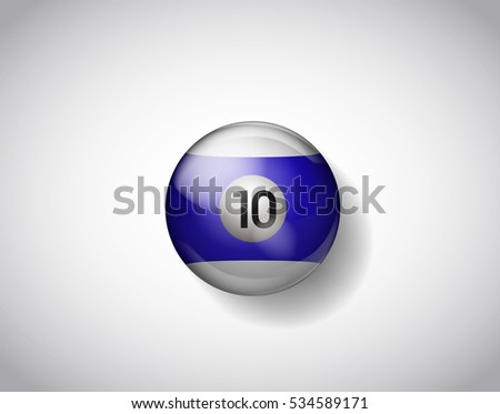 Ten blue ball pool. Vector illustration billiards isolated. 10 Ball for Snooker pool. Billiard Balls.