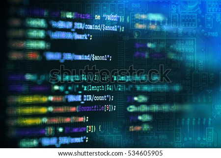 Software computer programming code and circuit board abstract technology background 