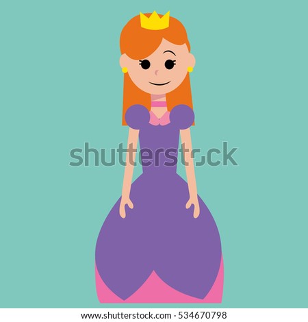 Cute Princess, purple dress, happy girl, eps, jpg.