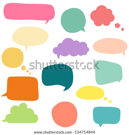 Collection of colorful speech bubbles and dialog balloons
