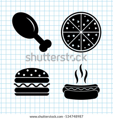fast food  - vector icon; set