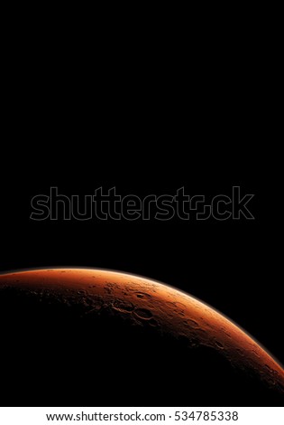 Mars. Minimalistic style set of planets in solar system. Black background. Place for text and infographics. Elements of this image furnished by NASA. Astronomy and science concept. Space theme Cosmos