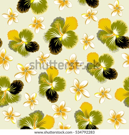 Seamless pattern with neutral, yellow and brown flowers. Floral watercolor seamless background. Vector textile print for bed linen, jacket, package design, fabric and fashion concepts.
