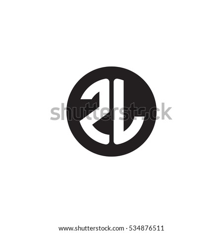 Initial letters ZL circle shape monogram black simple logo