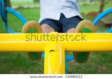 Children playground park in school at Thailand.(Selective Focus)