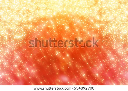 Red Christmas Background with Golden circle glitter or bokeh lights. Round defocused particles