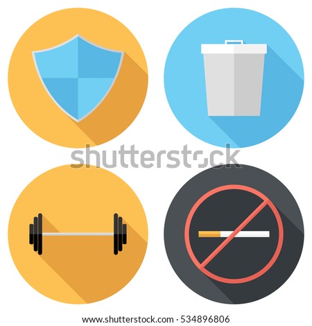 Flat icons. Flat design style modern vector illustration. Isolated on stylish color background. Flat long shadow icon. Elements in flat design.