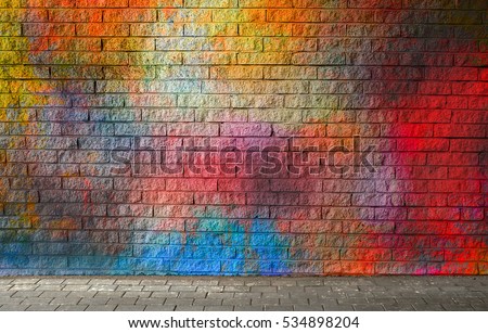 Colorful brick wall background Royalty-Free Stock Photo #534898204