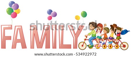 Font design for word family illustration