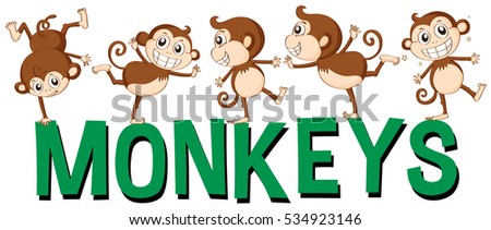 Font design for word monkeys illustration