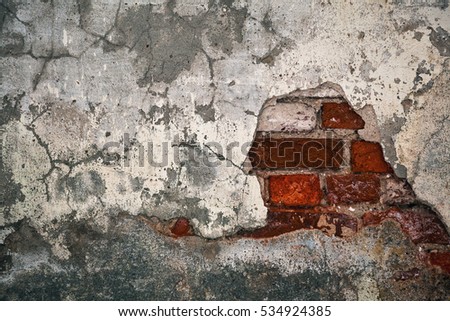 background, surface destroyed by time and weather. Background in grunge style. Old brick wall cracked