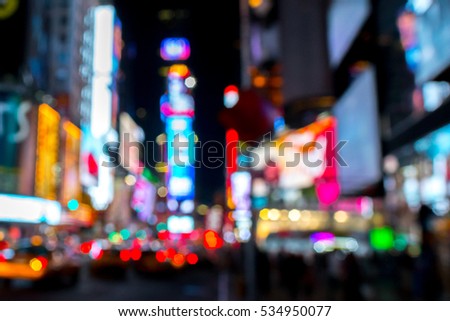 Blurred (Defocused) Times Square. Royalty-Free Stock Photo #534950077