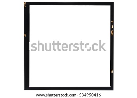Middle format analog film frame on white