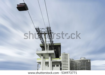 Cableway leading to Genting Highland in Kuala Lumpur, Malaysia ( long exposure motion cloud for editing post processing)