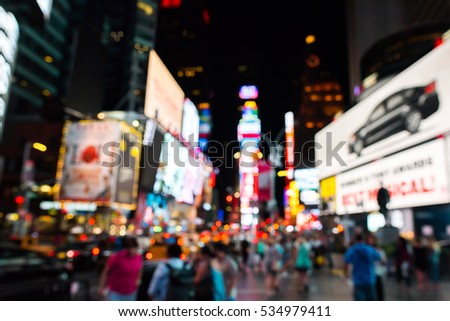 Blurred (defocused) Times Square.   Royalty-Free Stock Photo #534979411