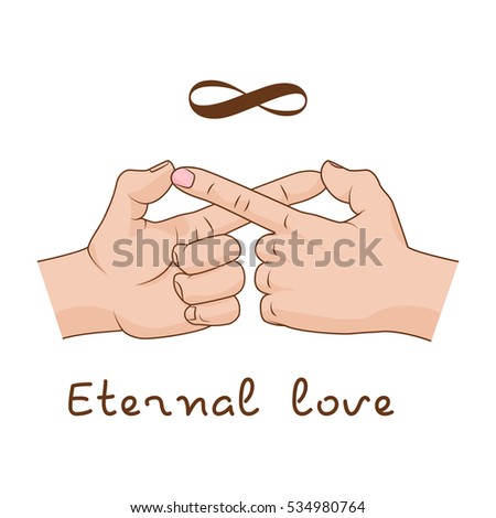 Hands making infinity symbol. Eternal love and friendship. Vector illustration