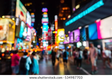 Blurred, abstract (defocused) Times Square, New York City. Royalty-Free Stock Photo #534987703