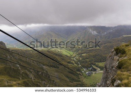 Cableway of Picos de Europa Mountains in Fuente De (Cantabria, Spain).
