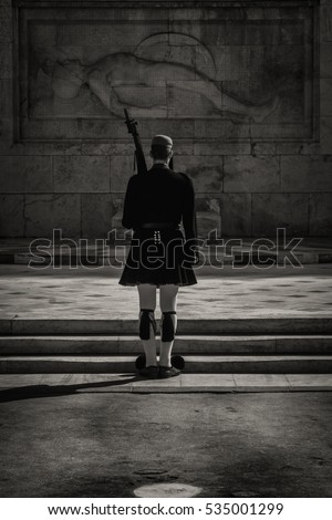 Athens Parliament - Honour Guard Royalty-Free Stock Photo #535001299
