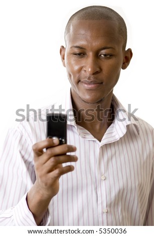 This is an image of businessman taking a self portrait with his cellphone