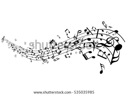Stave with music notes vector  Royalty-Free Stock Photo #535035985