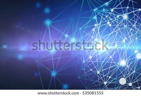 Abstract connections on blue background. Technology concept
