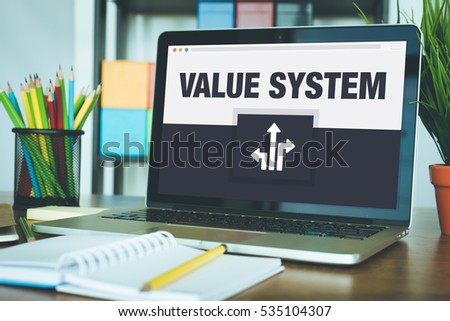 Value System Icon Concept on Laptop Screen