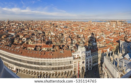 Panoramic aerial view of Venice, Italy