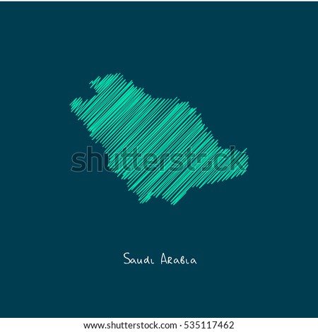 A Scribbled Map of the Saudi Arabia. Sketch Country map for infographics, brochures and presentations. vector green map illustration Royalty-Free Stock Photo #535117462