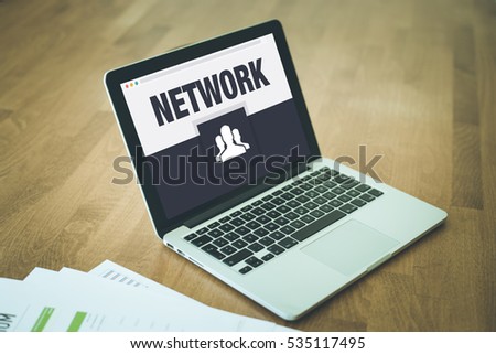 Network Icon Concept on Laptop Screen