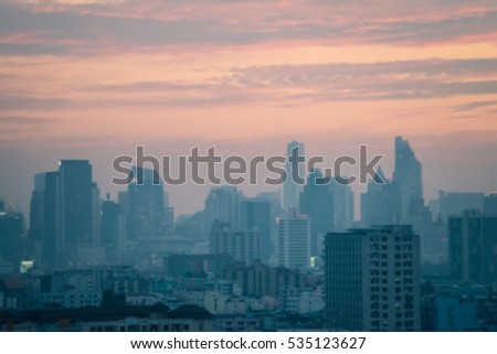 Abstract blur Bangkok cityscape in twilight evening background