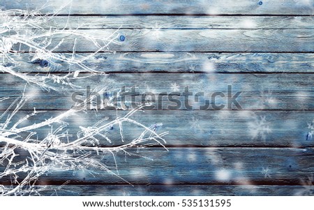blue background with icy branches Royalty-Free Stock Photo #535131595