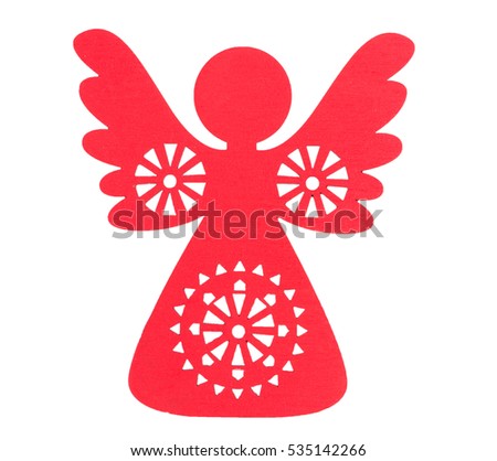 Christmas decorations of red Angels isolated on white background