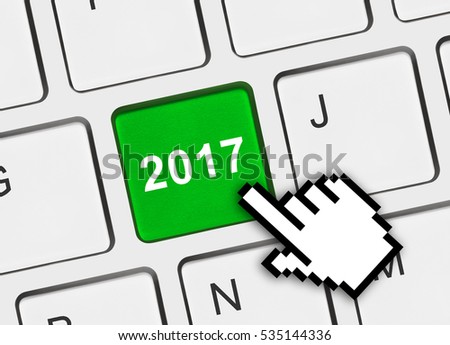 Computer keyboard with 2017 key - holiday concept