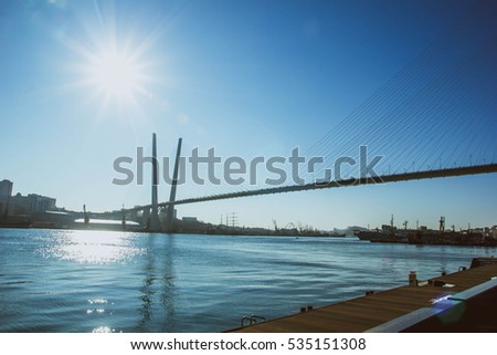 the hinged bridge through the river in Vladivostok