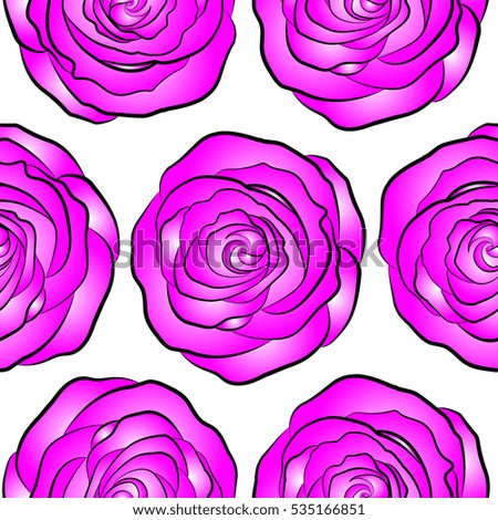 Abstract magenta and white english roses seamless pattern.