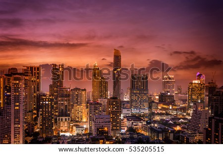 abstract twilight time and cityscape of downtown - can use to display or montage on product
