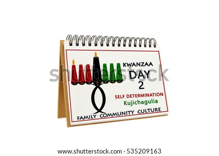 Kwanzaa Day Two Self Determination (kujichagulia) Family Community Culture Calendar isolated on white background