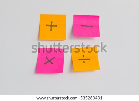calculation sign on note paper