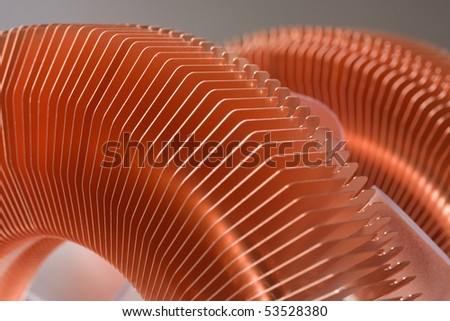 Close up of computer heat sink for abstract background.