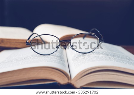 Book and Glasses. Vintage style